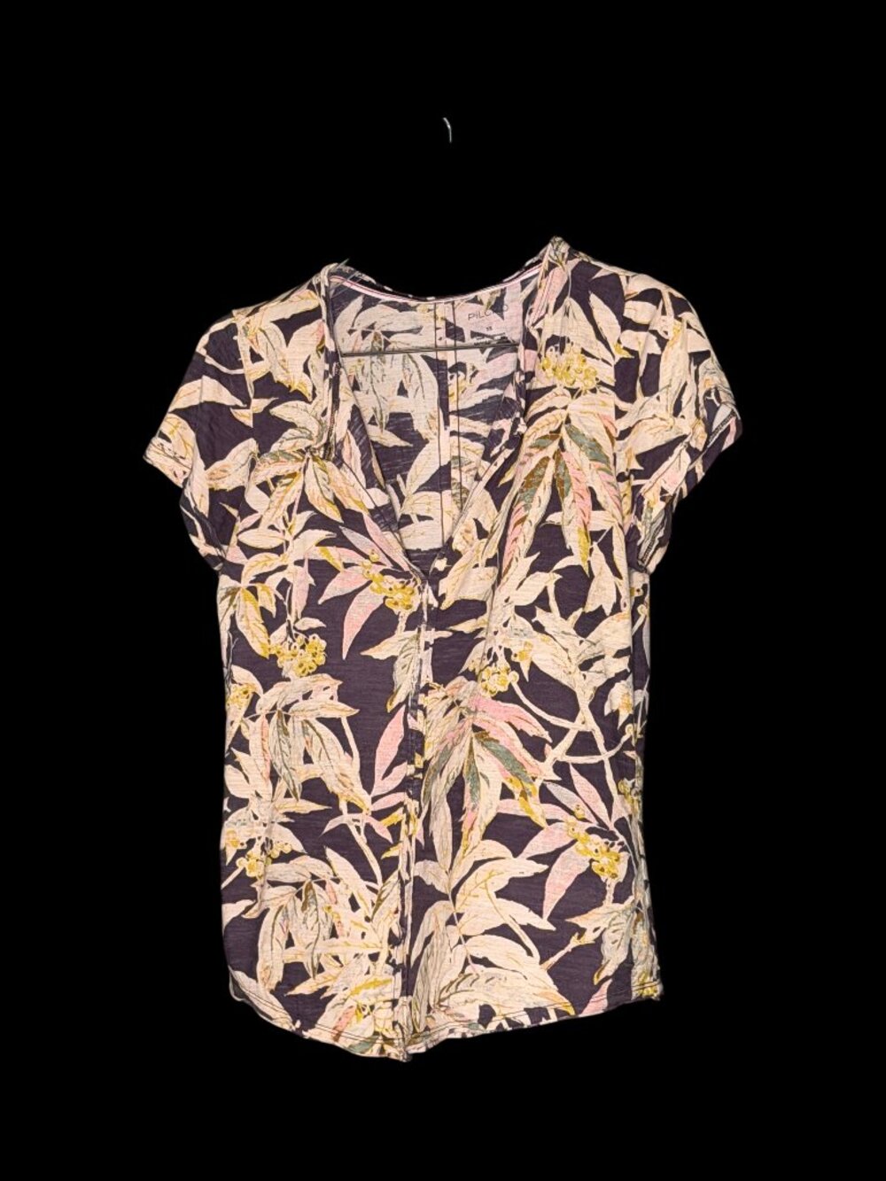 Pilcro Floral Print V-Neck Top XS - Charming Botanical Design